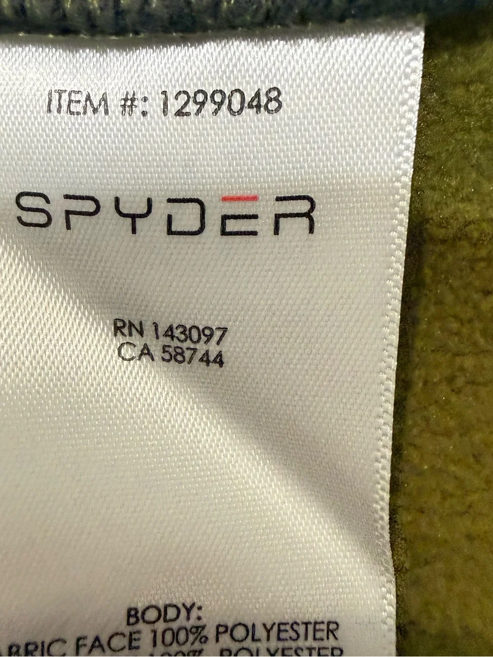 Spyder Stryke Men’s XL Half Zip Sweater Fleece Pullover Olive Green Black